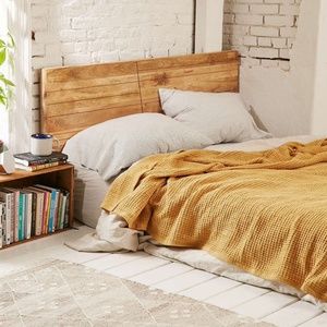 Urban Outfitters Mustard Waffled Bed Blanket Full